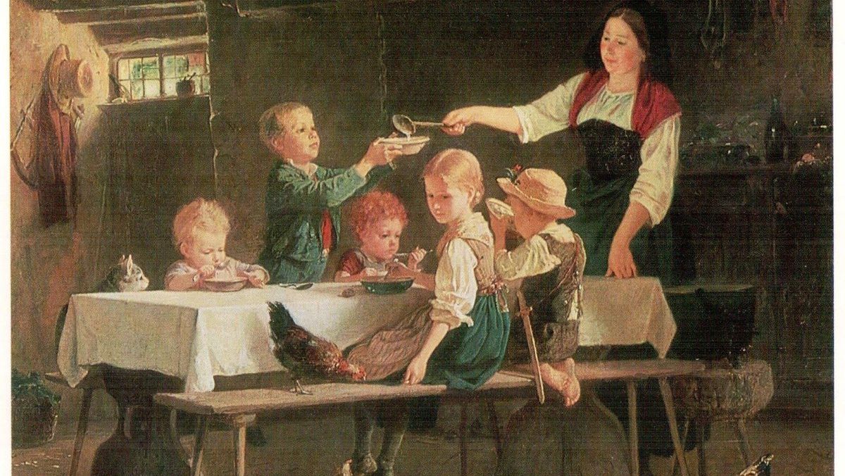 Беньямин (Бенджамин) Вотье. Дети за обедом (фрагмент). 1857