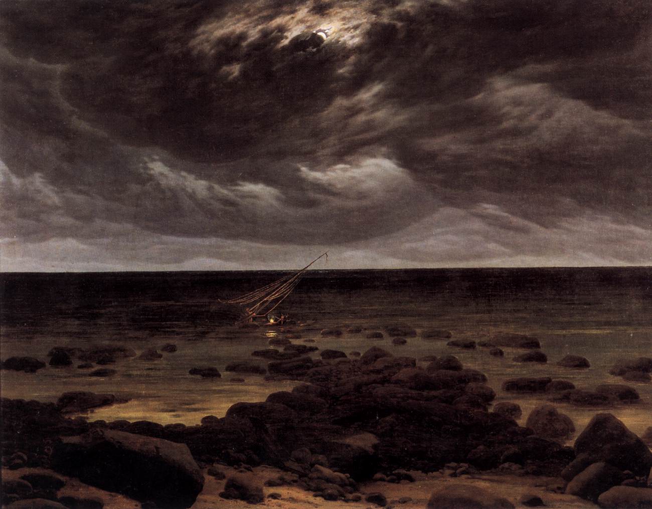 Каспар Давид Фридрих. Берег в лунном свете. 1830