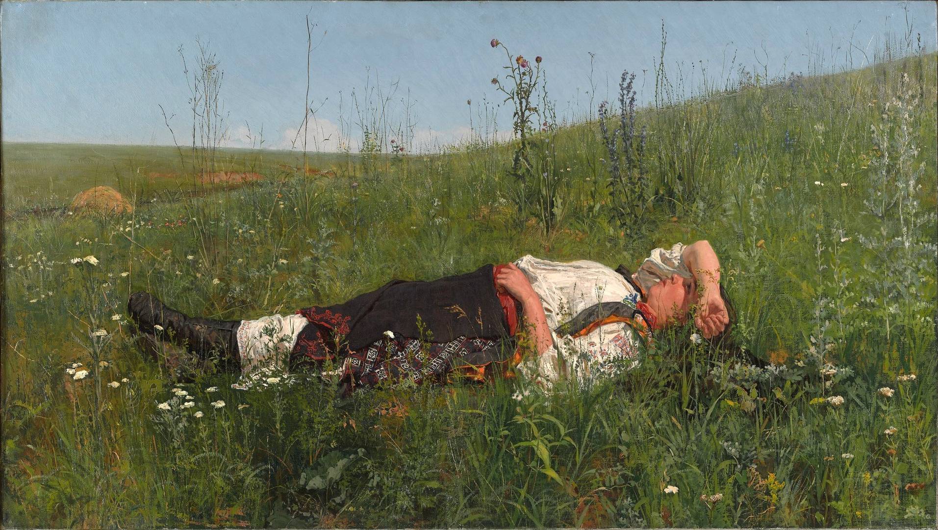 Николай Кузнецов. В праздник (Малороссиянка, отдыхающая на траве). 1879-1881