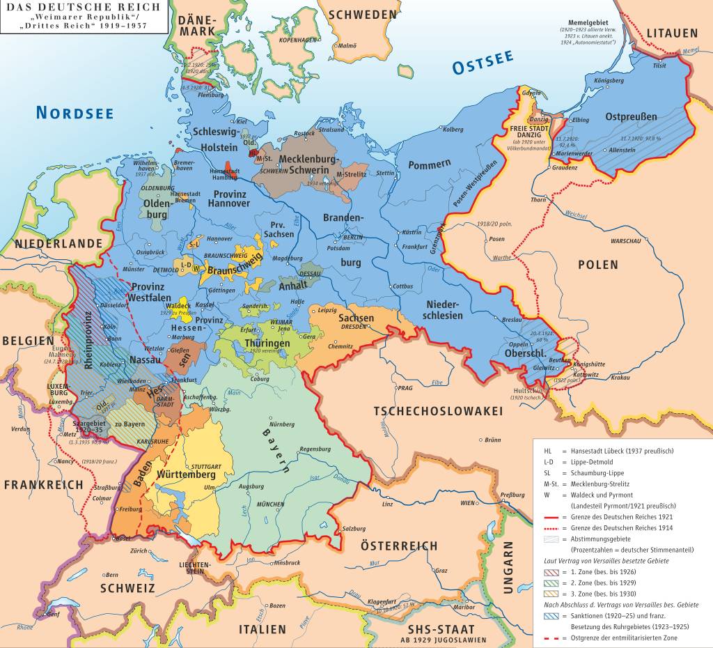 Нацистская Германия. Карта третьего рейха в 1937 году