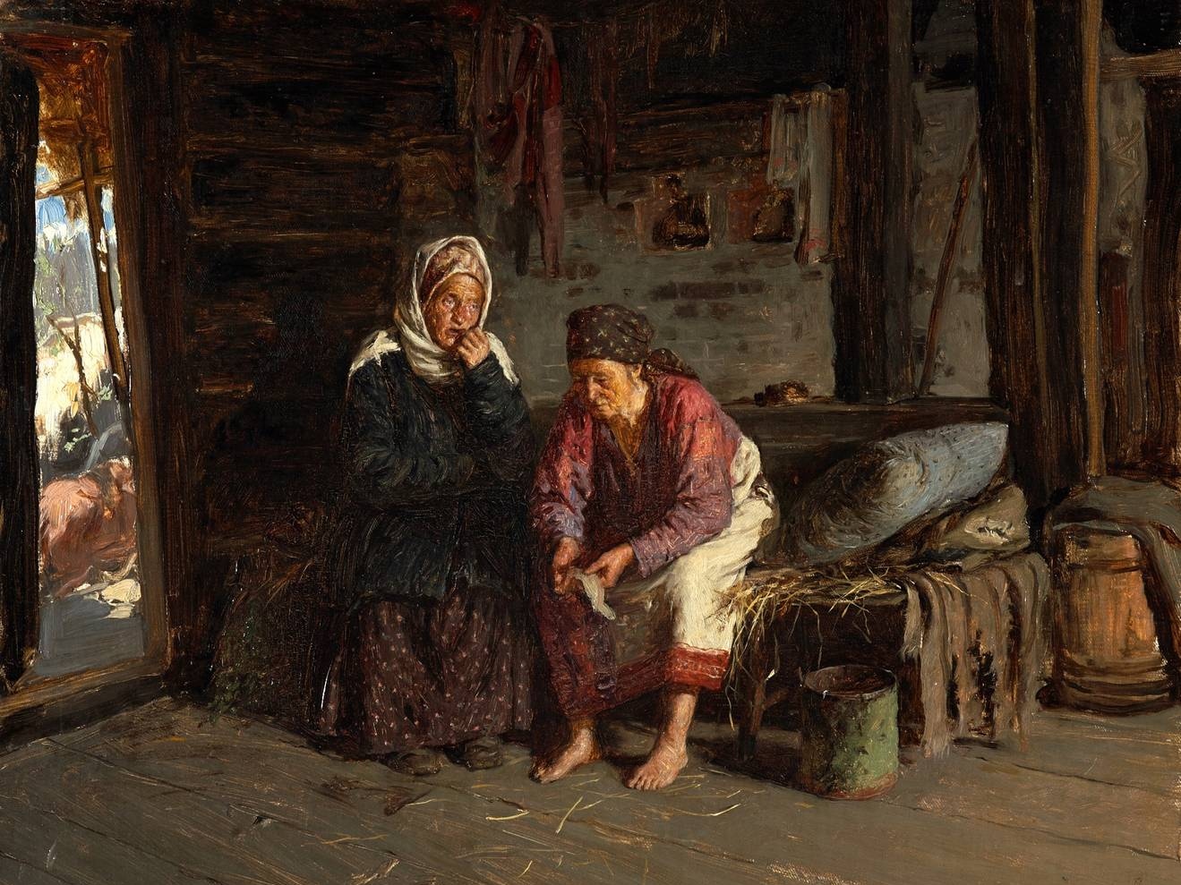 Абрам Архипов. Посещение больной (фрагмент). 1885