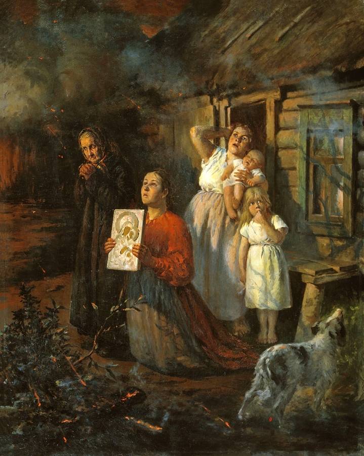 Фёдор Бухгольц. Пожар в деревне. 1901