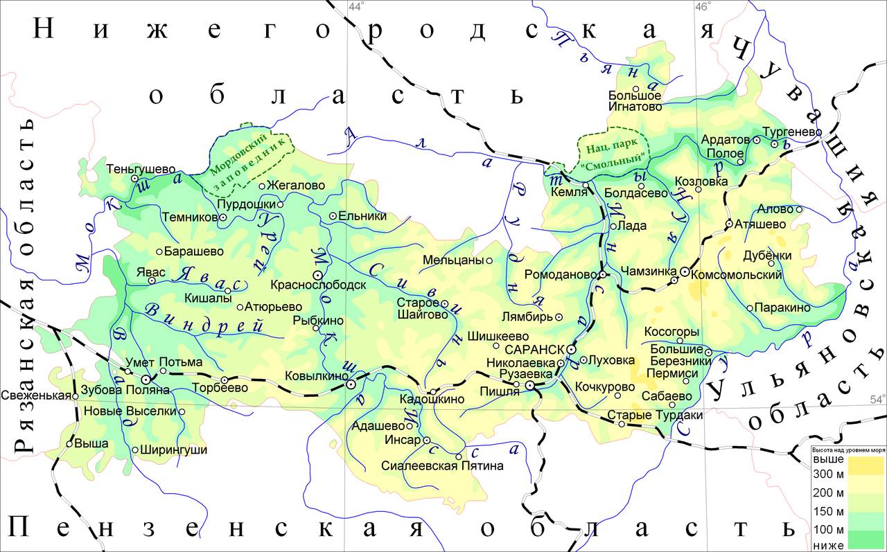 Мордовская республика карта