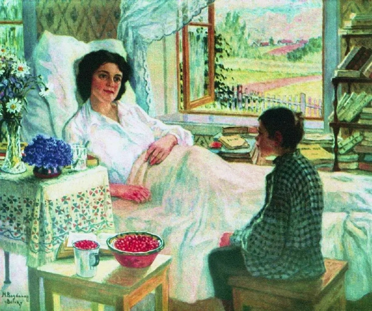 Николай Богданов-Бельский. У больной учительницы. 1920