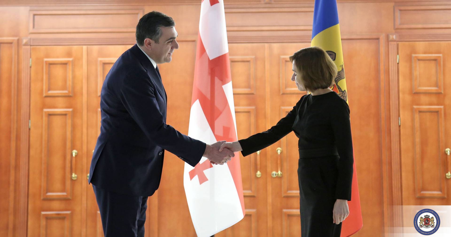 Министр иностранных дел Грузии Илья Дарчиашвили и президент Молдавии Майя Санду 
