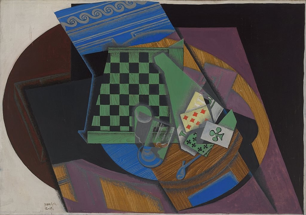 Шахматная доска и игральные карты. Хуан Грис. Детали картины, 1926