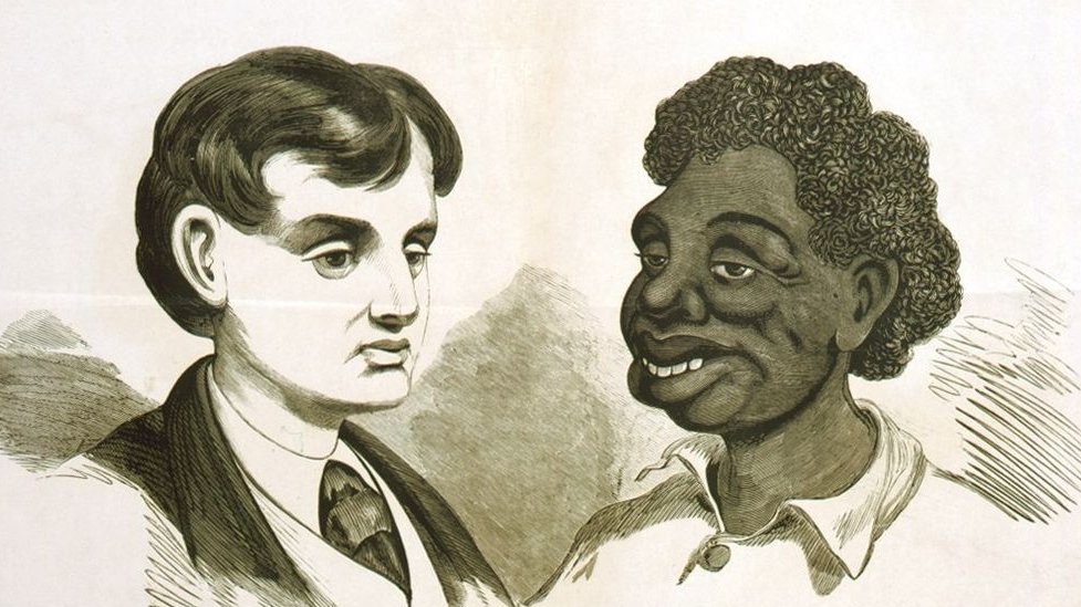 Фрагмент расистского плаката «The two platforms» в США 1866