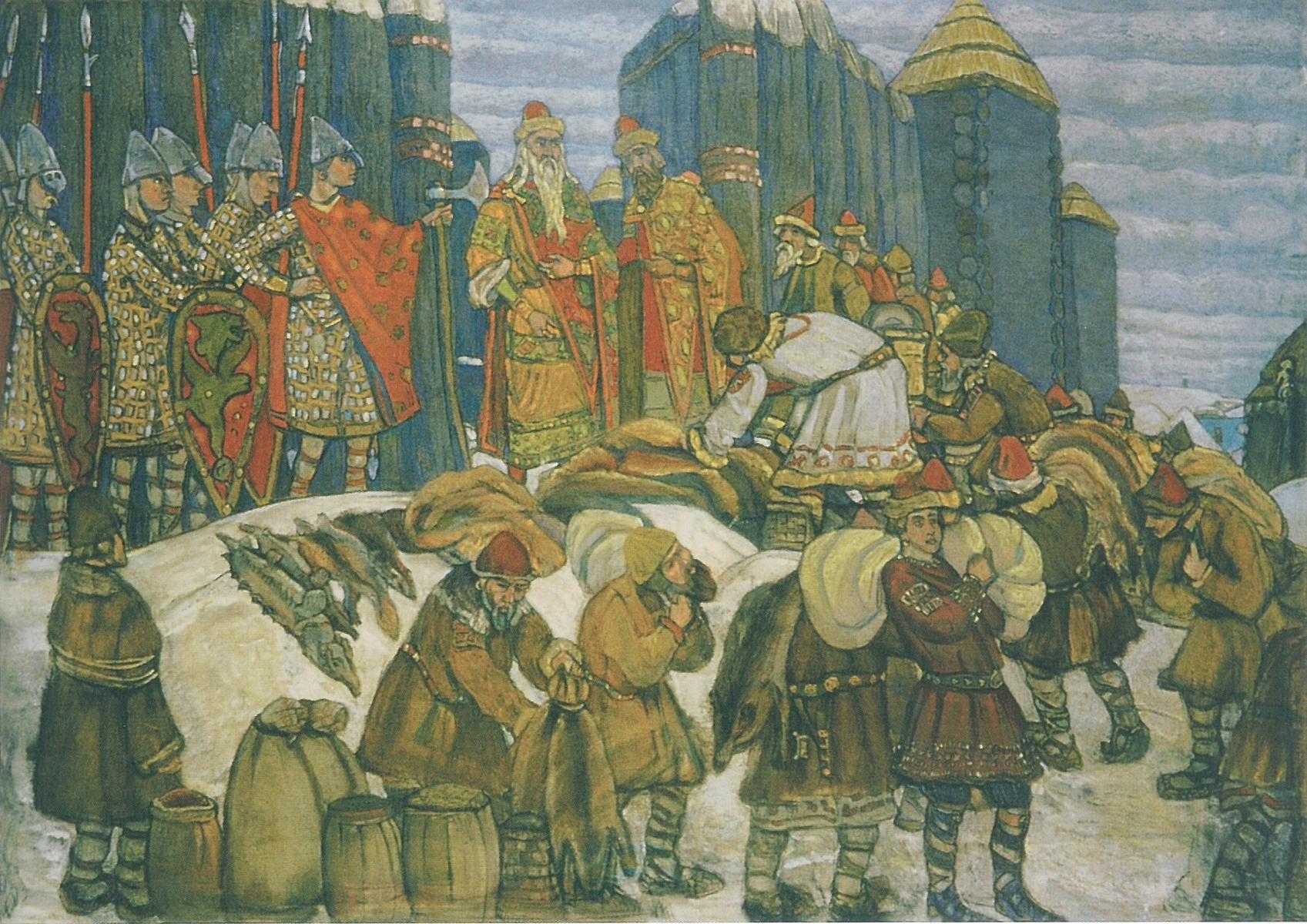 Николай Рерих. Собирают дань. 1908
