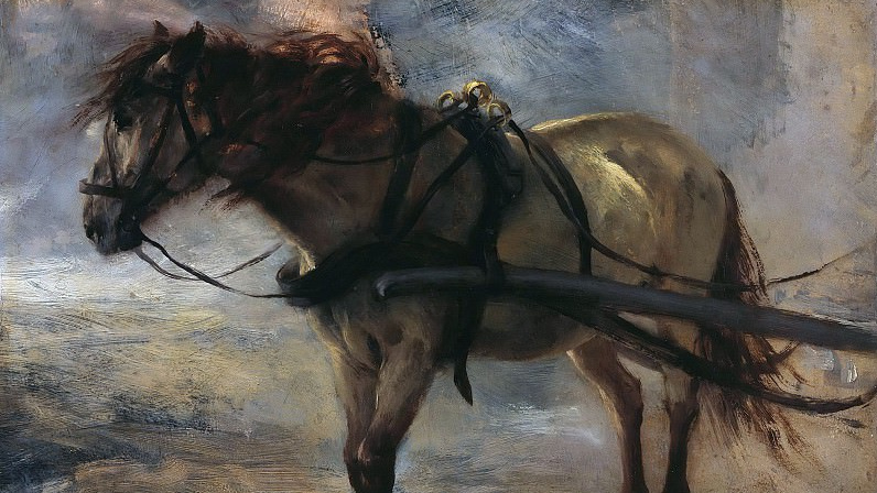 Адольф фон Менцель. Запряженная лошадь. Около 1840