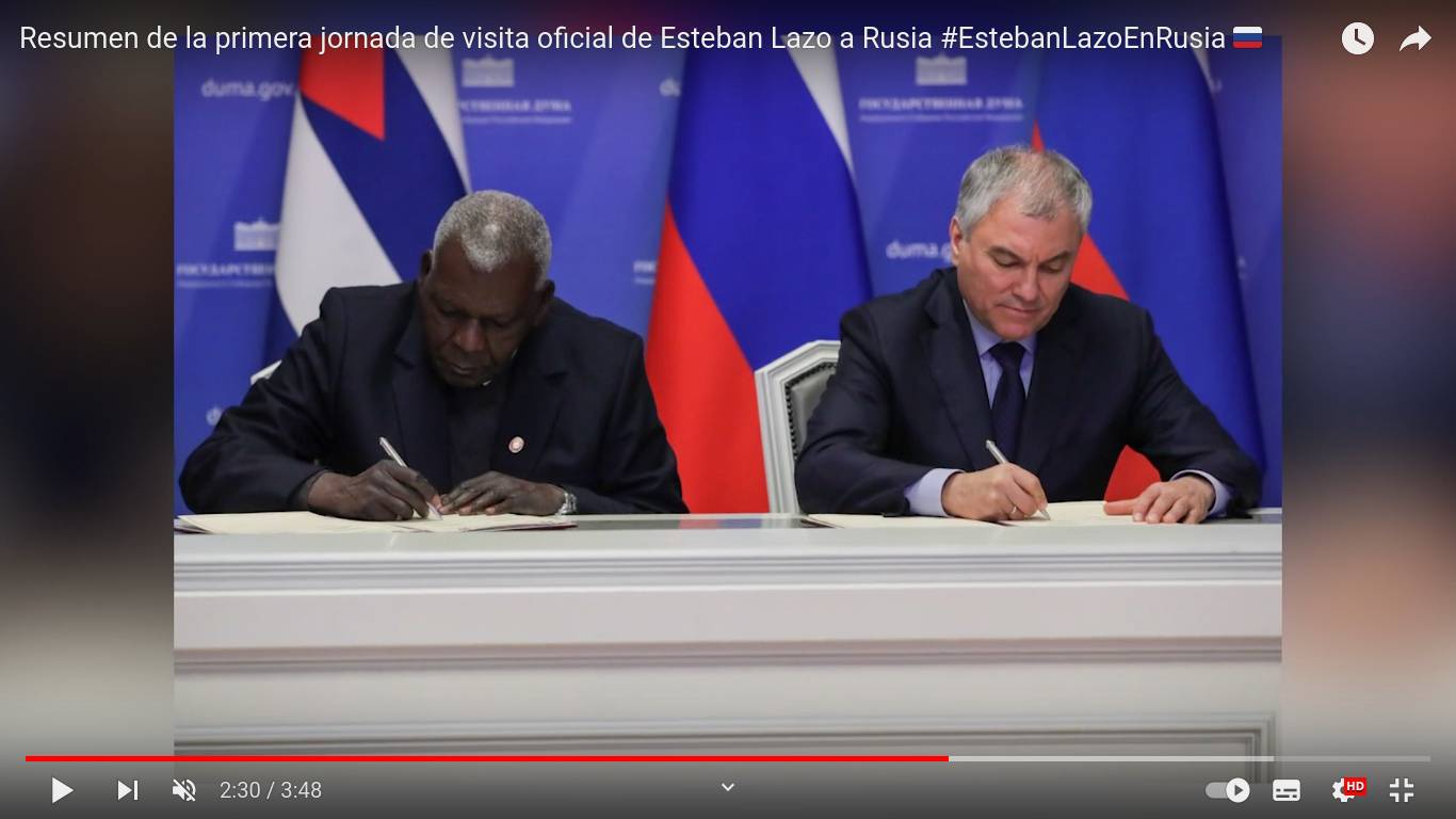 Председатели парламента Кубы и России в декабре 2022 года в Москве