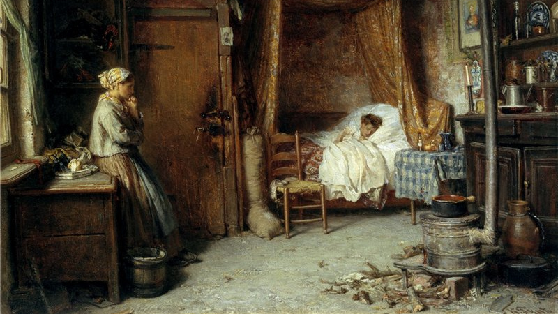 Карл Гун. Больное дитя. 1869. Третьяковская галерея, Москва