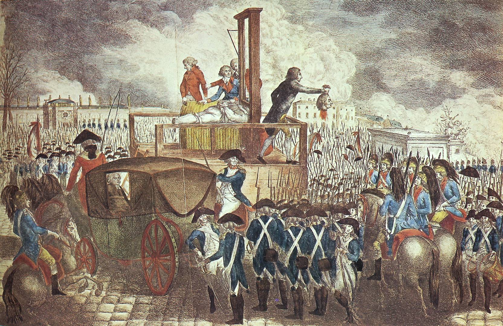 Казнь Людовика XVI. Немецкая гравюра. Георг Генрих Зевекинг, 1793. Музей Карнавале