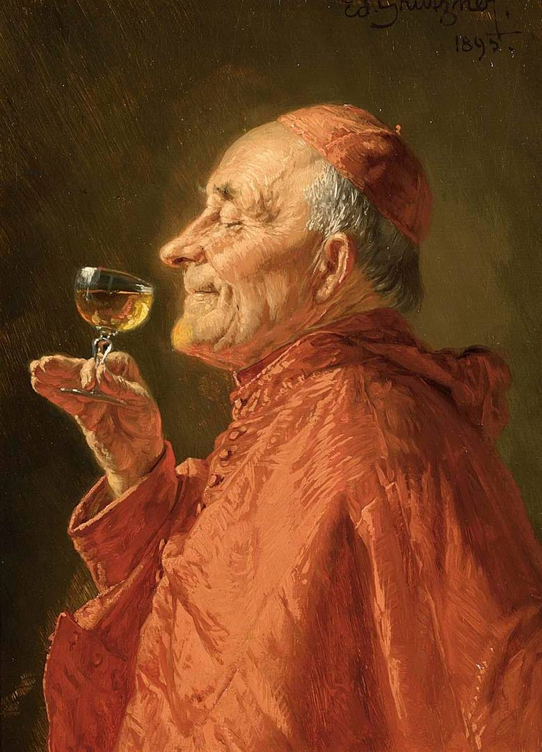 Эдуард фон Грютцнер. Кардинал с бокалом вина. 1899