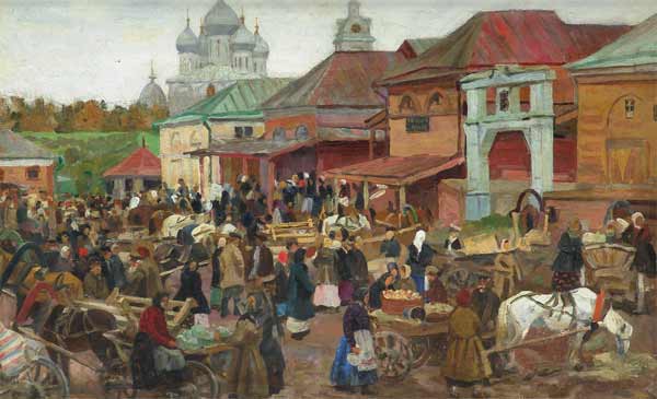 В. П. Бычков. Рынок в провинциальном городе. 1910