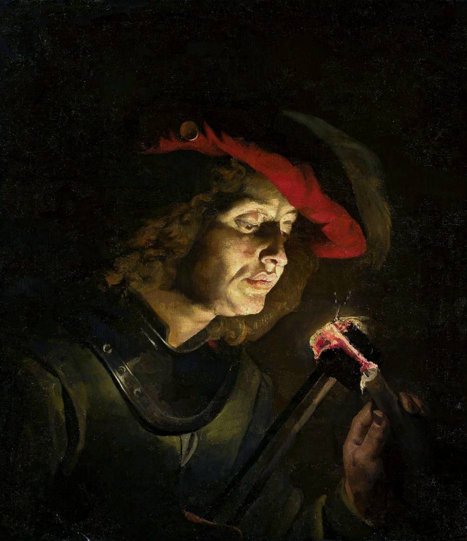 Маттиас Стом. Солдат, зажигающий свечу. 1630-е