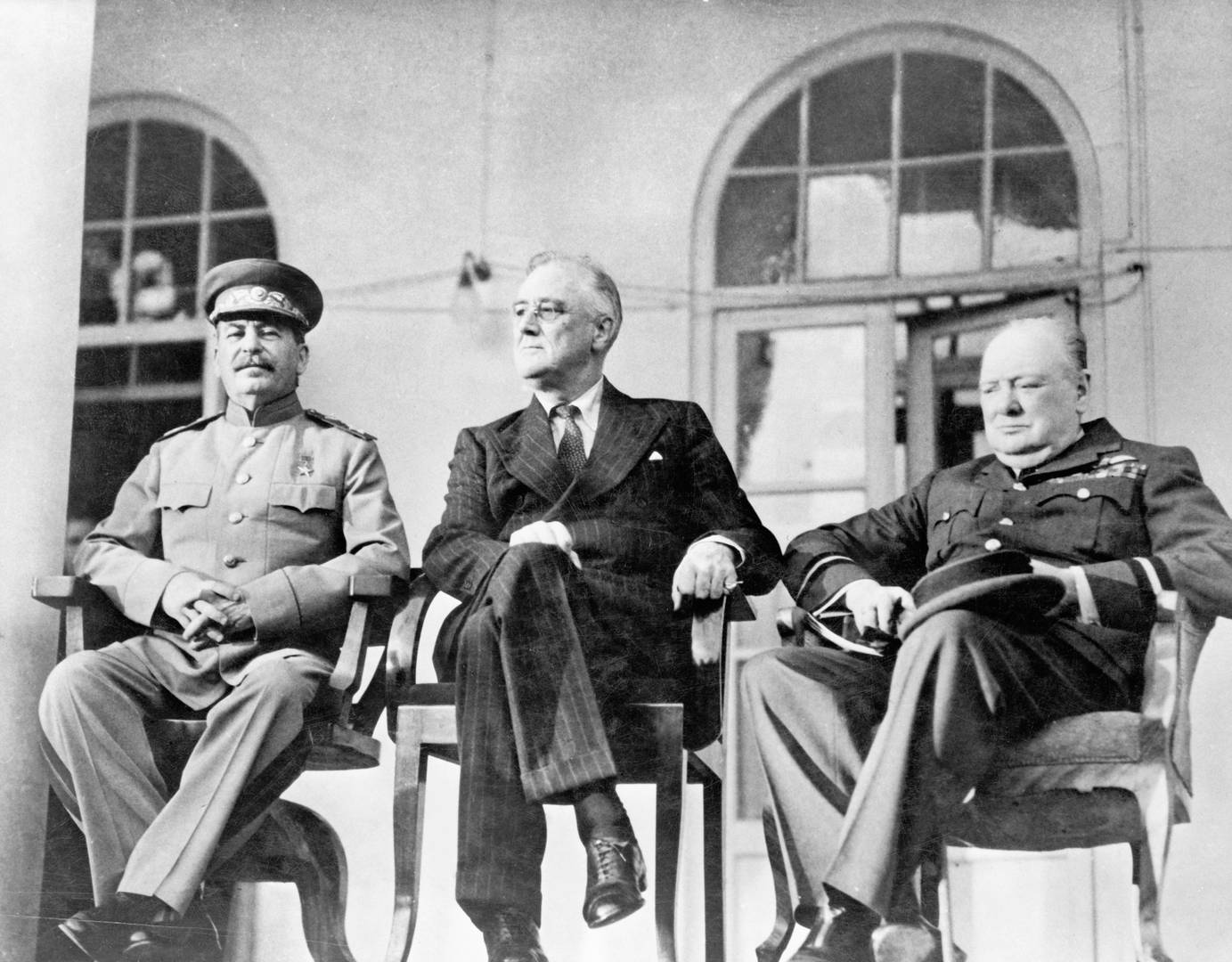 Сталин, Рузвельт и Черчилль. Тегеранская конференция. 1943