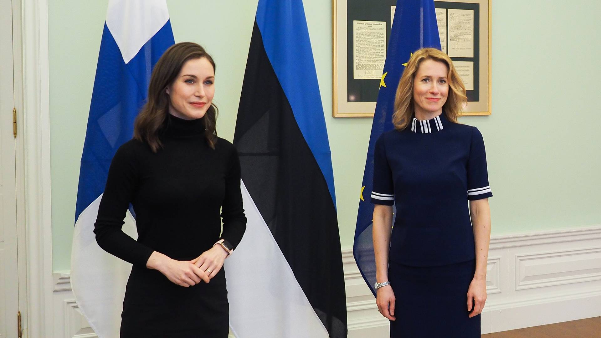 Премьер-министр финляндии Санна Марин и премьер-министр Эстонии Кая Каллас