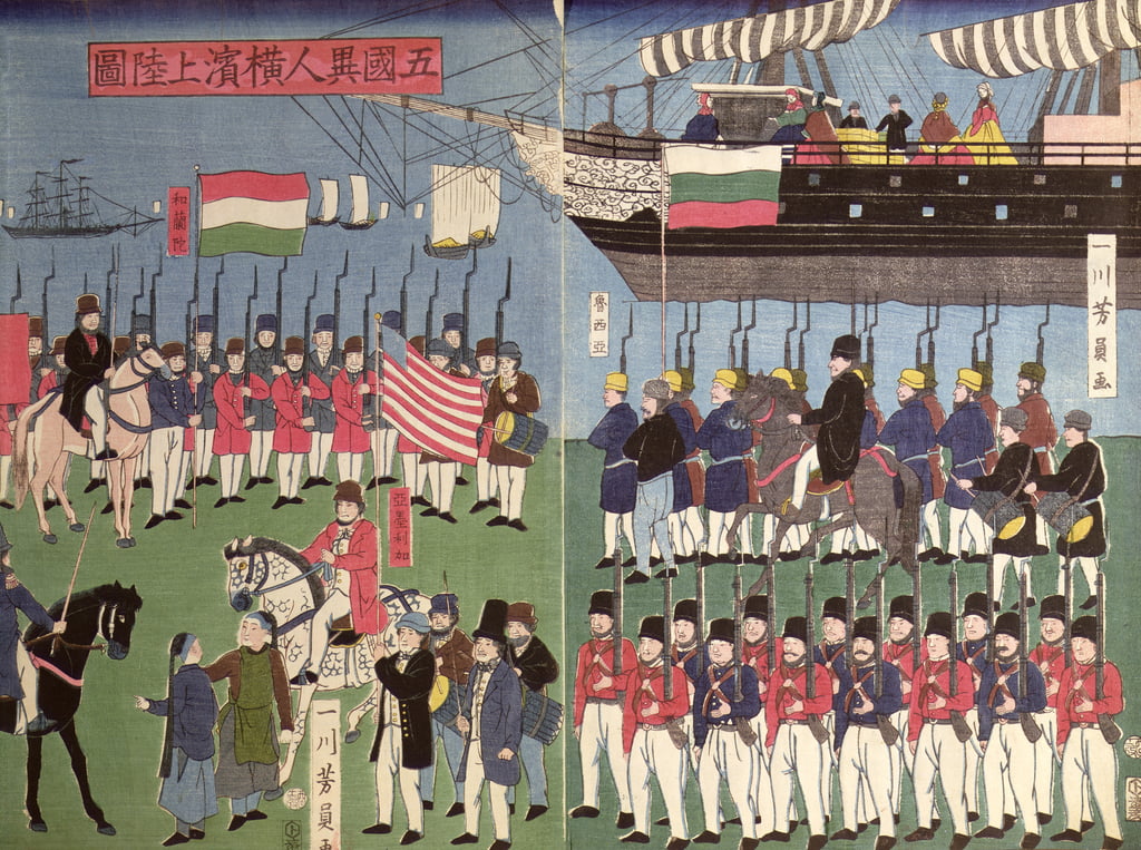 Прибытие эскадрильи Мэтью Колбрайта Перри в японский порт. 1853