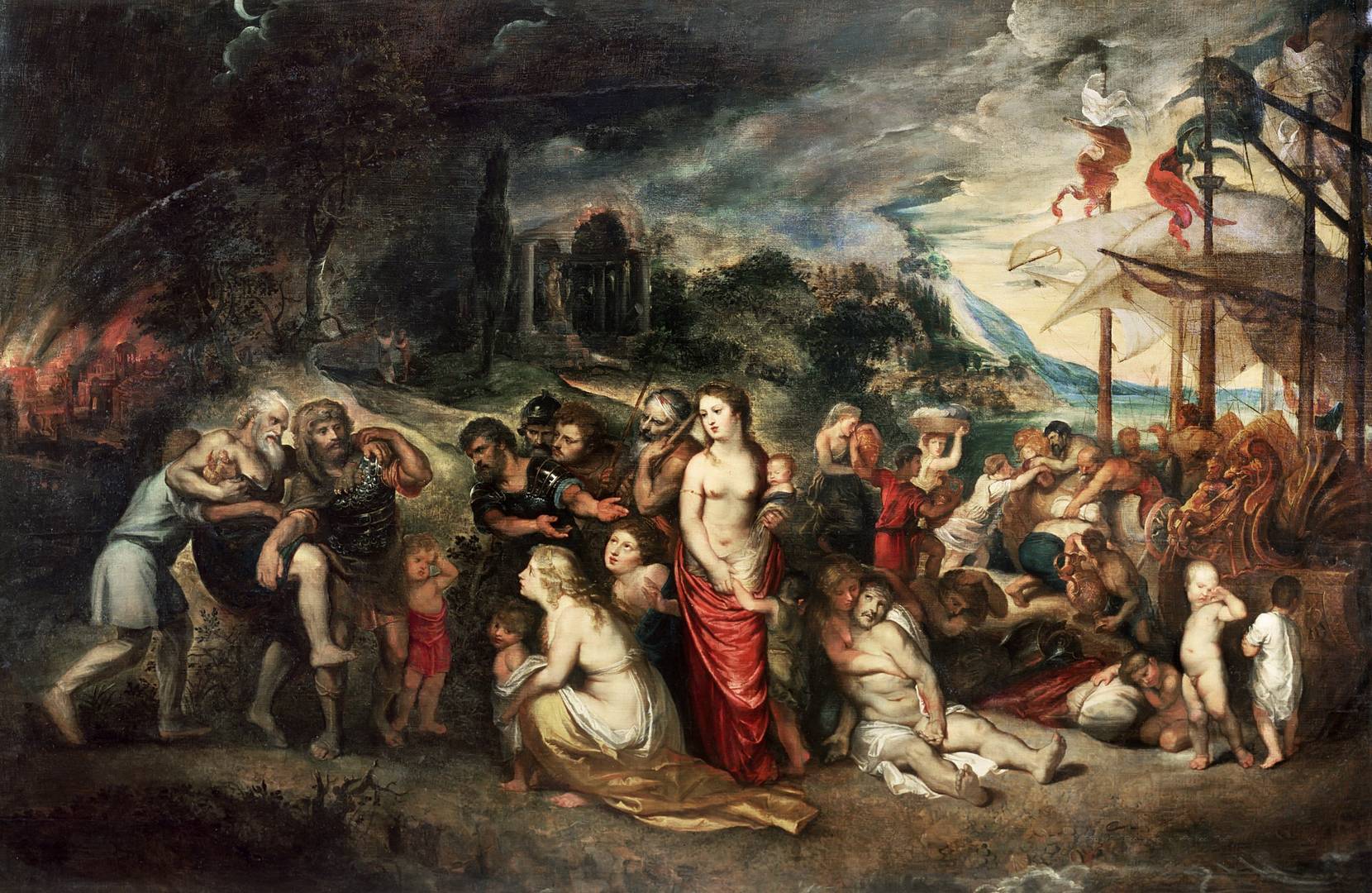 Питер Пауль Рубенс. Эней и троянцы перед дорогой в изгнание. Около 1602