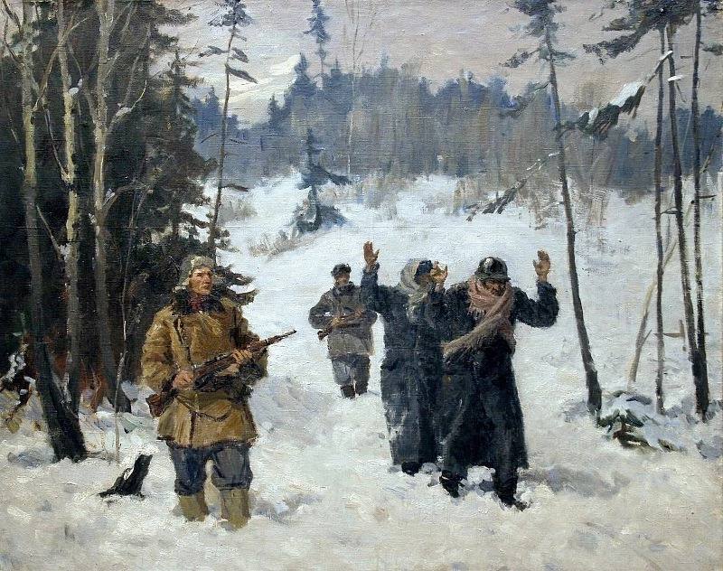 Тарас Гапоненко. Ведут пленных немцев.1942