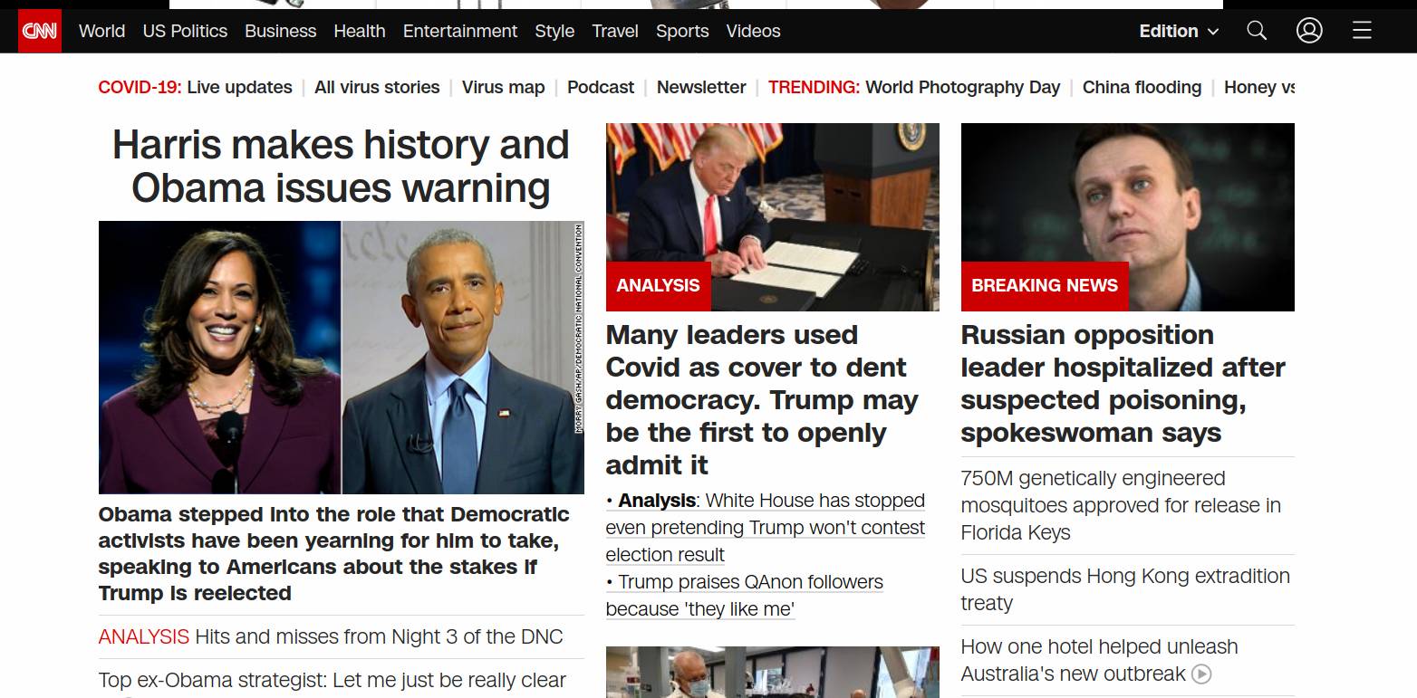 Главная страница CNN по состоянию на 11:04 мск