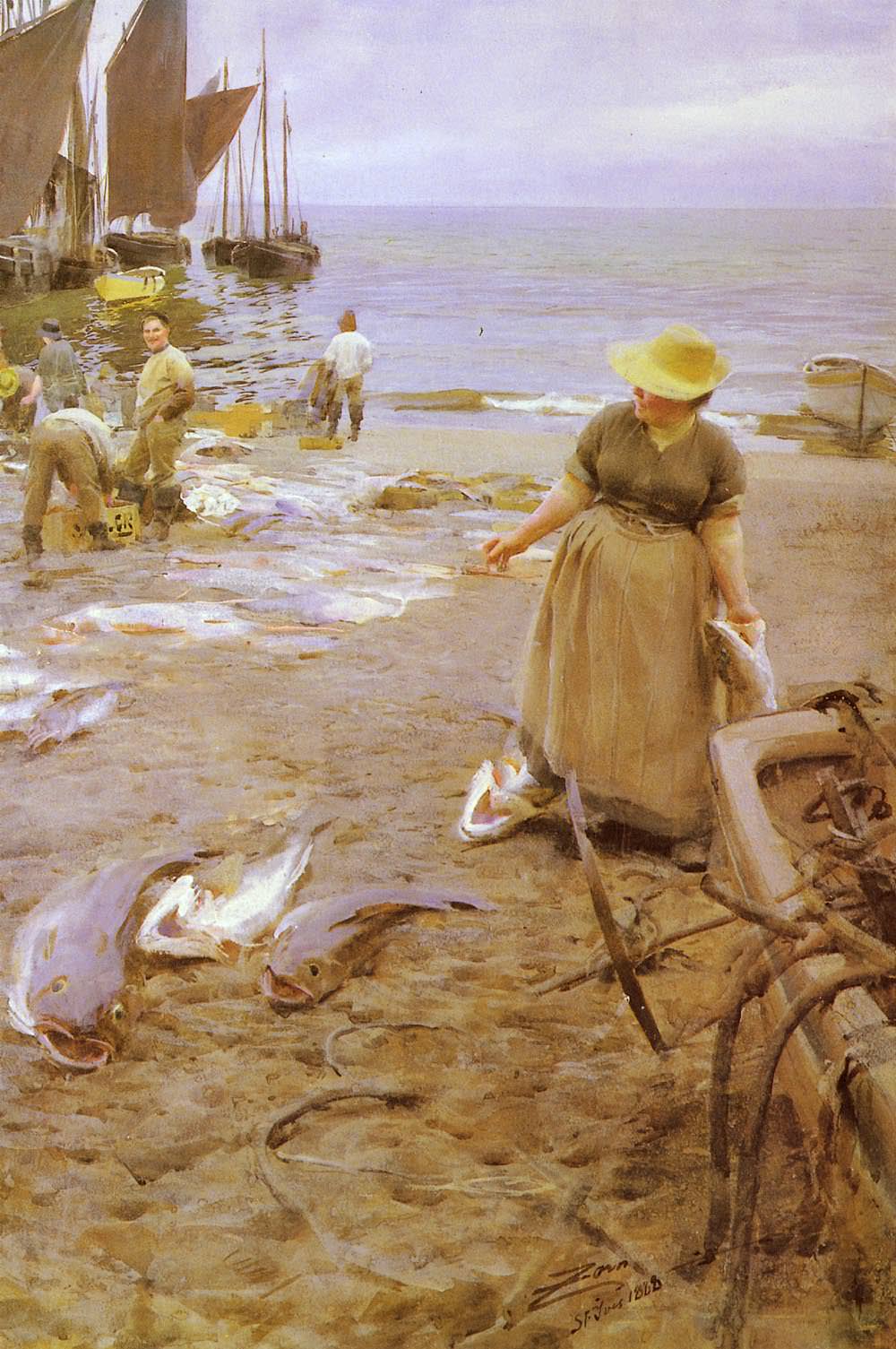 Андерс Цорн. Рыбный рынок в Сент-Иве. 1888