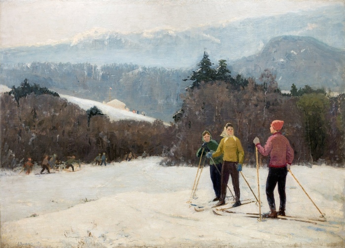 Ф. Ангелин. Лыжники. 1962