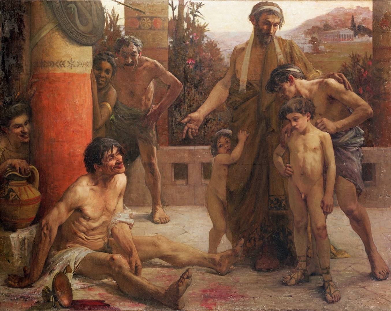Фернан Сабатте. Спартанец, показывающий пьяного илота своим сыновьям. 1900