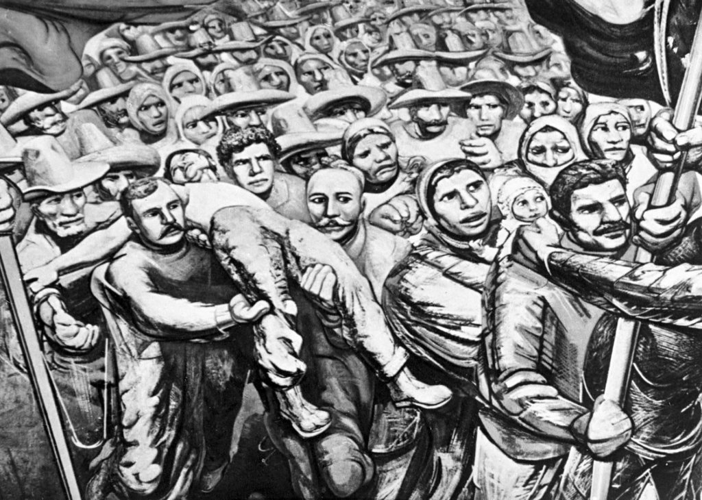 Давид Альфаро Сикейрос. Забастовка (фрагмент фрески). 1945