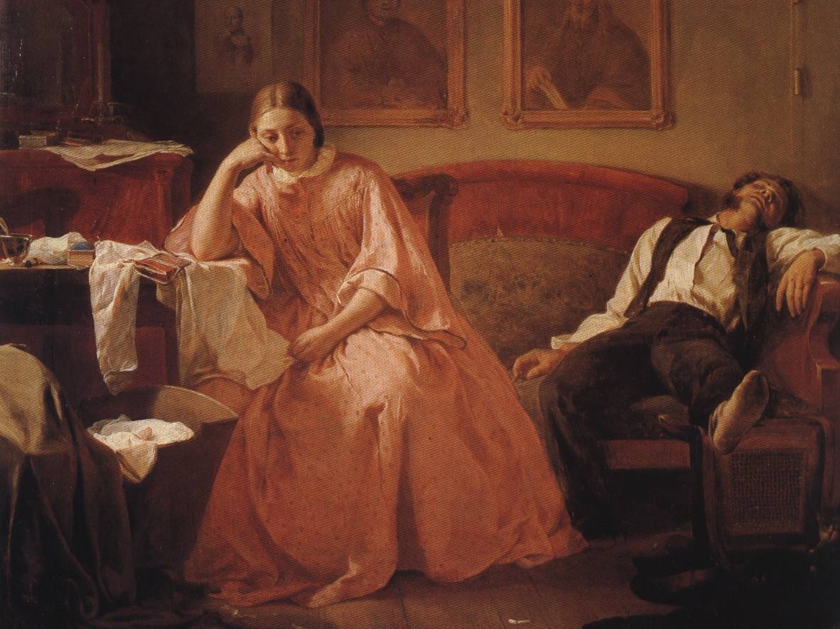 Николай Кошелев. Первое число, сцена из чиновничьего быта (фрагмент). 1862
