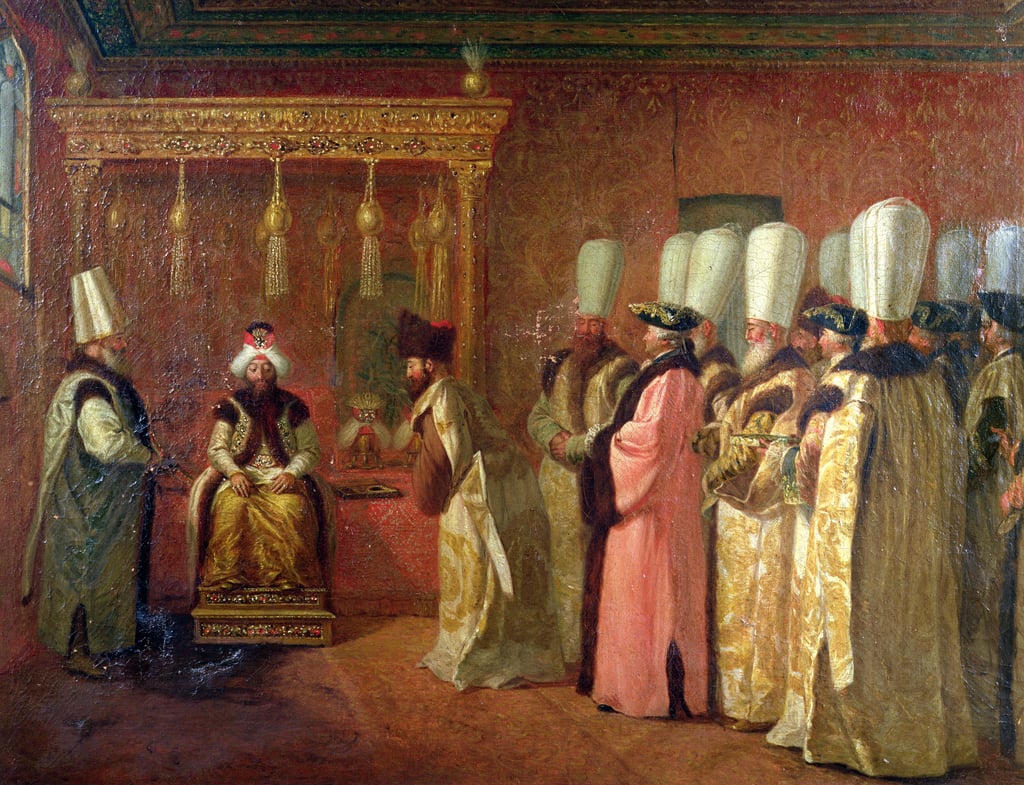 Антуан де Фавре. Аудиенция графа Шарля Гравье с султаном Османом III в Константинополе. 1755