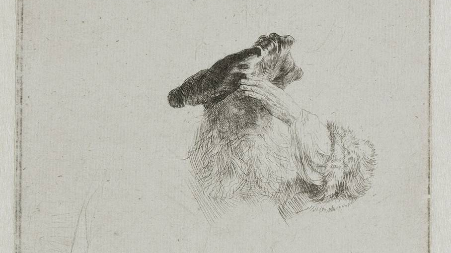Рембрандт Харменс ван Рейн. Старик прикрывает глаза ладонью (фрагмент). 1639