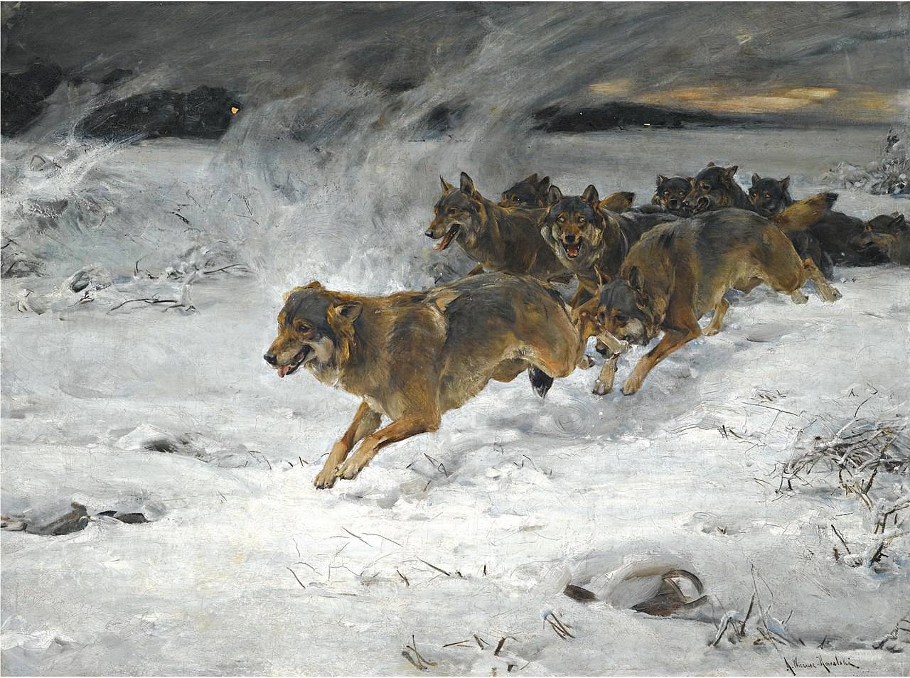 Альфред Веруш-Ковальский. Стая волков (фрагмент). до 1915
