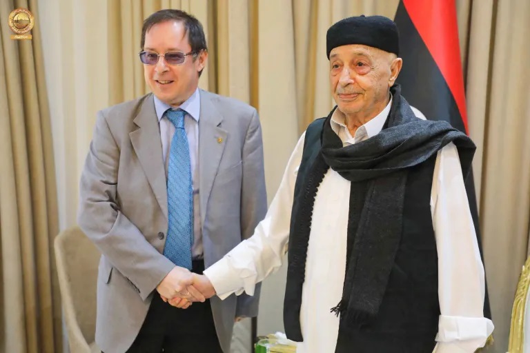 Переговоры посола России в Ливии Айдара Аганина и спикера Палаты представителей Ливии Агилы Салеха