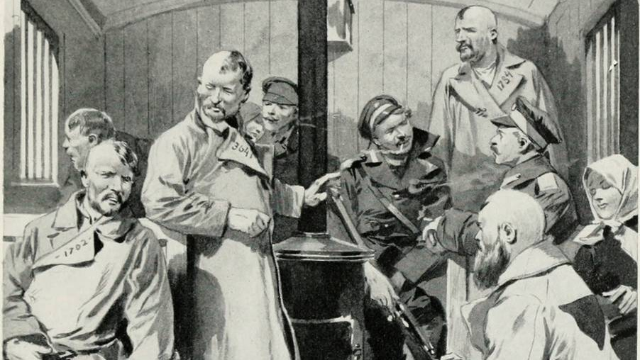 Фредерик де Ханен. Вагон с сибирскими каторжанами (фрагмент). Около 1913