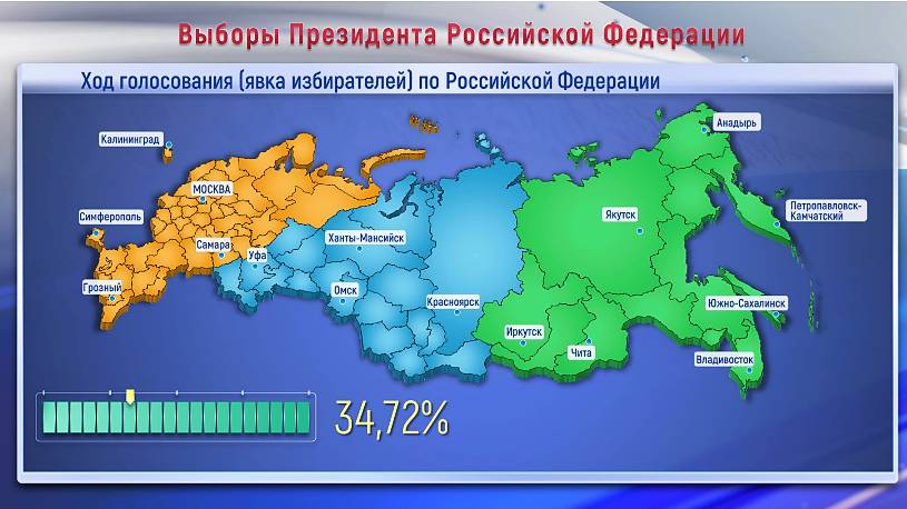 Явка избирателей по России на 12:00 мск