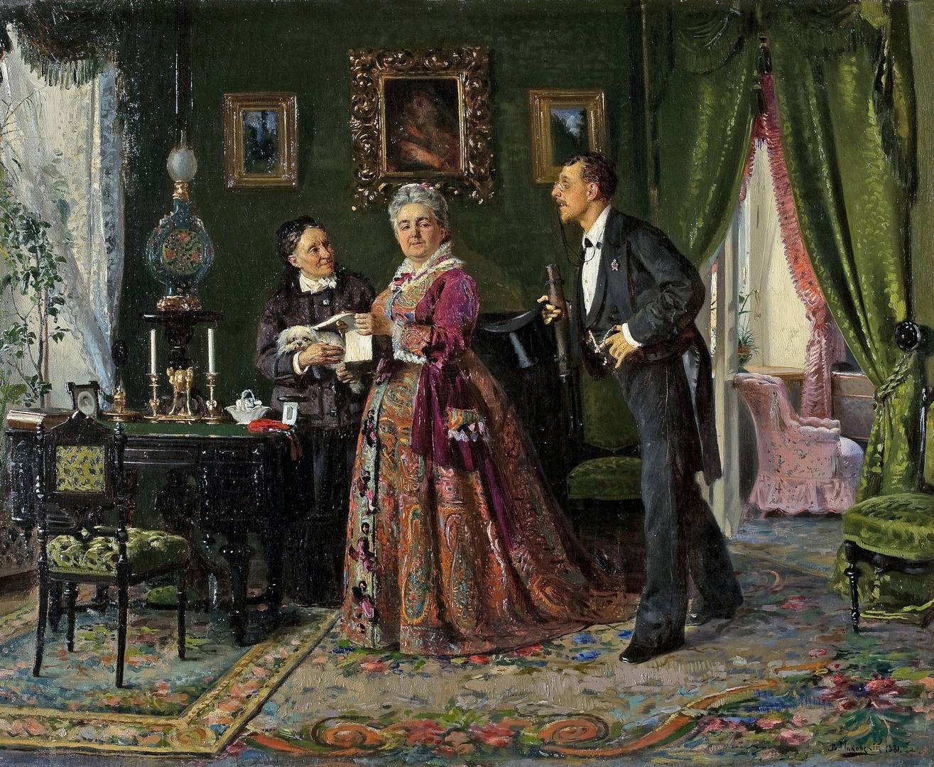 Владимир Маковский. Деловой визит. 1881