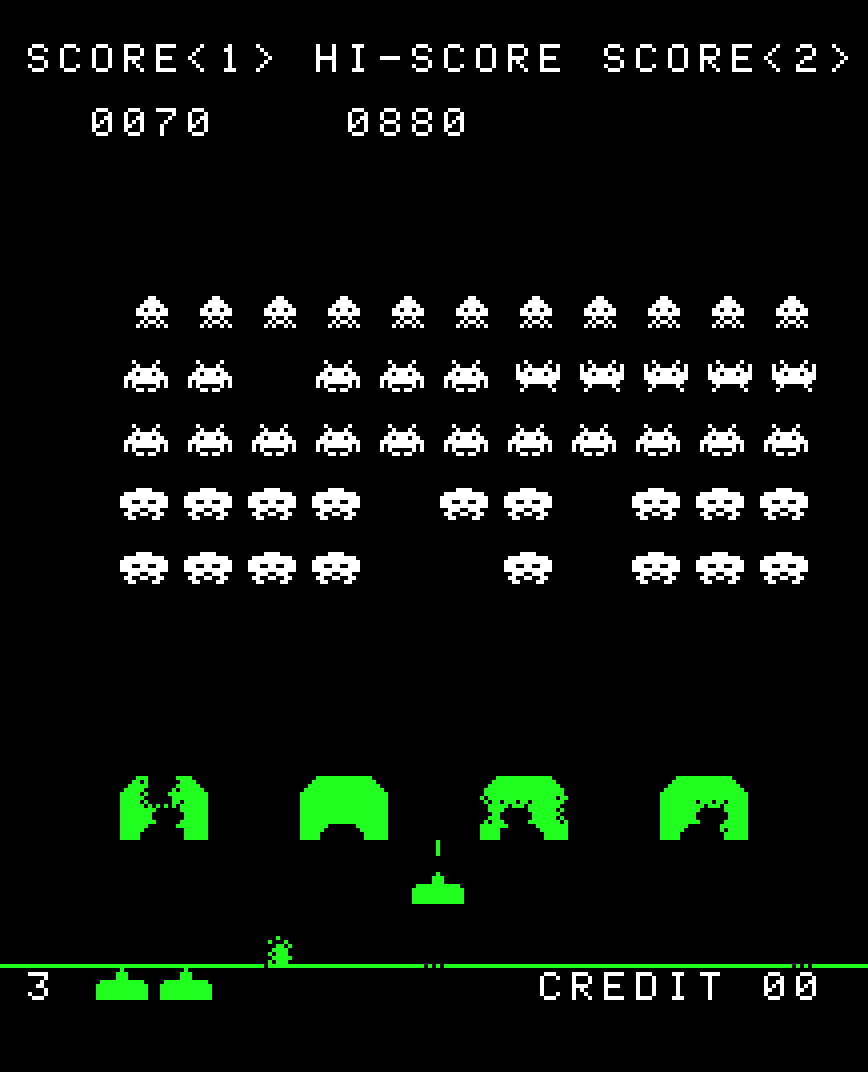 Внешний вид игры Space Invaders от компании Atari