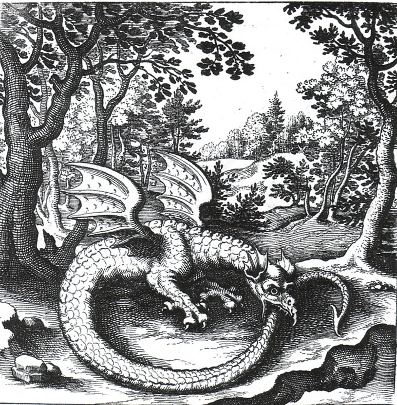 Уроборос. Змея пожирающая свой хвост. Гравюра Л. Дженниса из книги алхимических эмблем «Философский камень». 1625.