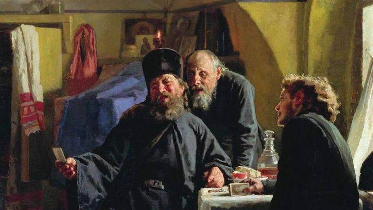 Николай Неврев. фрагмент картины Монахи. 1880