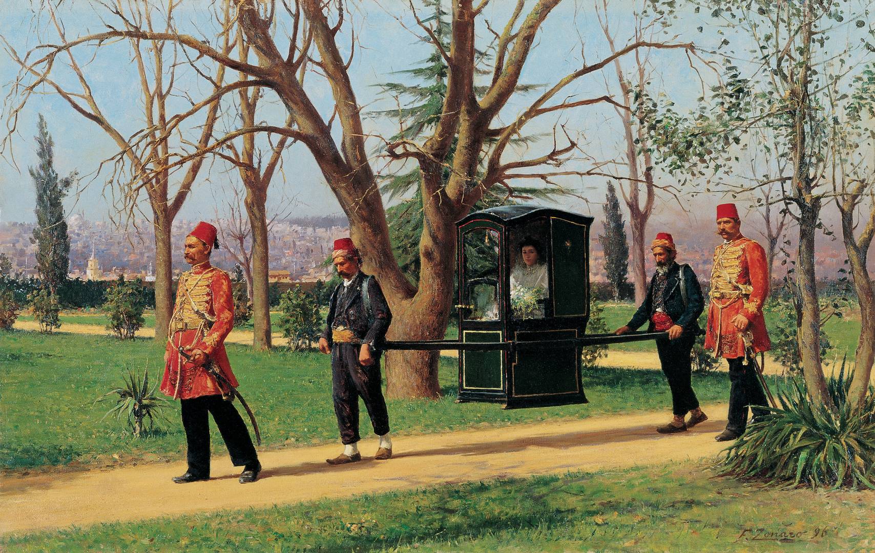 Фаусто Зонаро. Дочь английского посла, едущая в паланкине. 1896