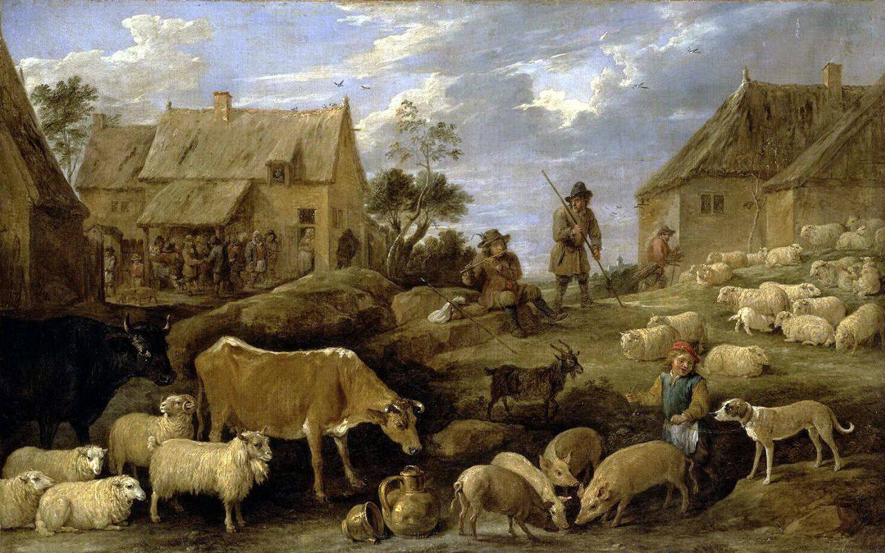 Давид Тенирс Младший. Пейзаж с пастухом и стадом. 1650-е