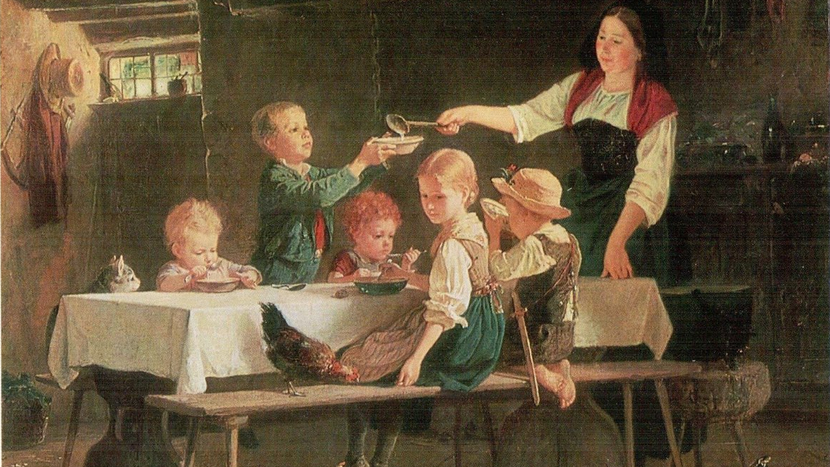 Беньямин (Бенджамин) Вотье. Дети за обедом (фрагмент). 1857