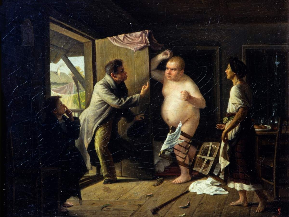 Сергей Грибков. Ссора Ивана Ивановича с Иваном Никифоровичем (фрагмент). 1864