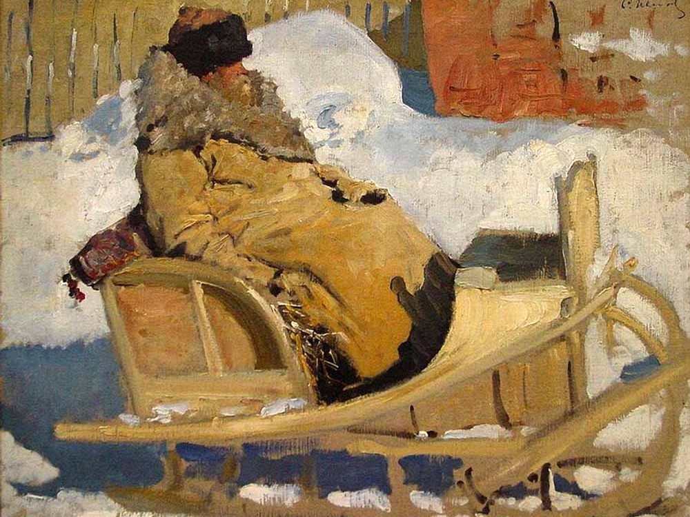 Сергей Иванов. Крестьянин в санях (фрагмент). 1904-1905