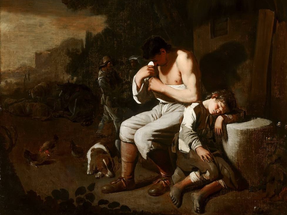 Михаэль Свертс. Мужчина, ловящий блох, и спящий мальчик (фрагмент). 1650-1654