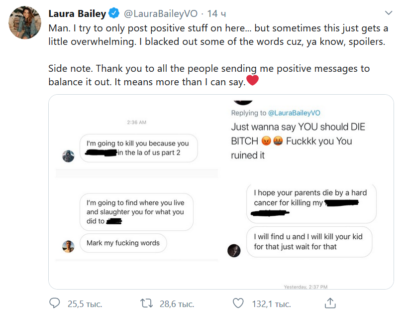 Сообщения с угрозами