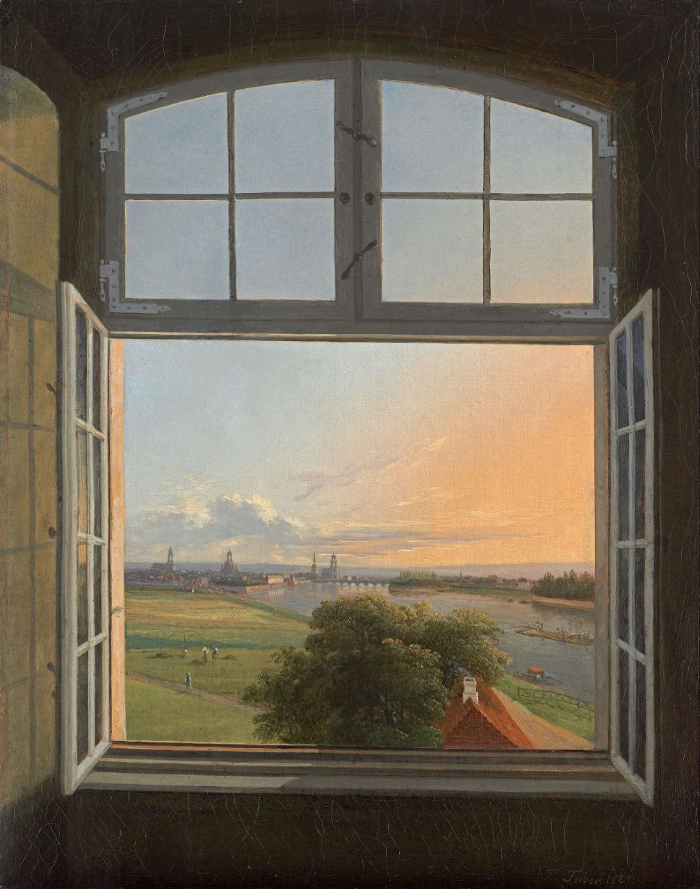 Вид на Дрезден. Трауготт Фабер, детали картины, 1824.