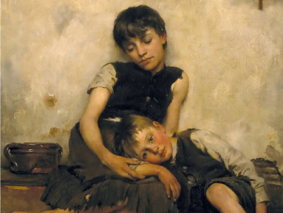 Томас Бенуа. Дети сироты (фрагмент). 1885