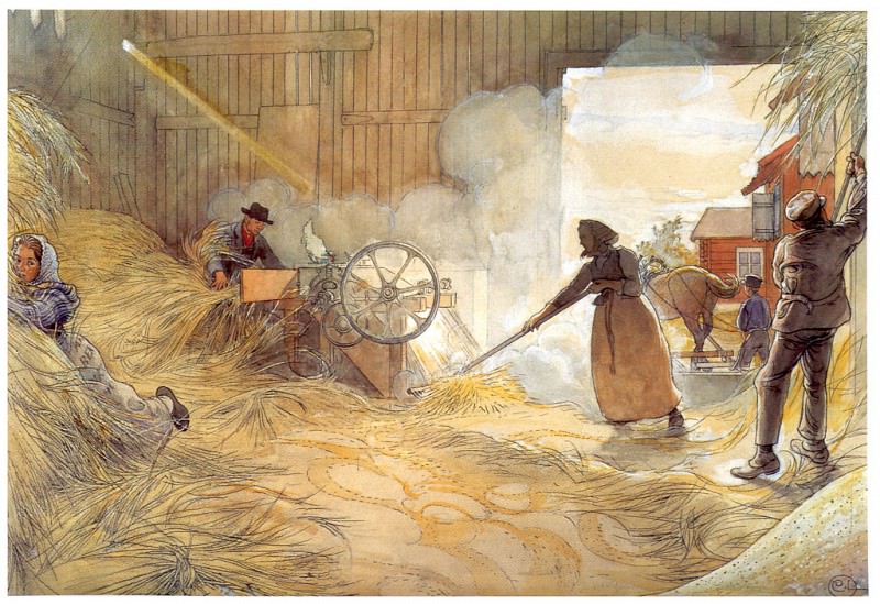 Карл Улоф Ларссон. Стрекот зерна в веялке. 1904-1906